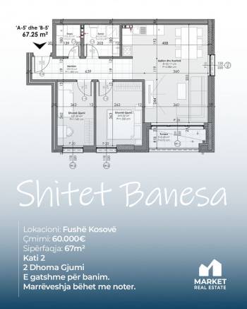 Banese ne Shitje 67m2 ne Fushe Kosove