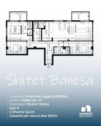 Banese ne Shitje 125.5m2 ne Lagjen Kodrina,Prishti