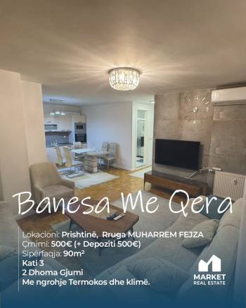 Banese me Qera 90m2 ne Rrugen Muharrem Fejza,Prish