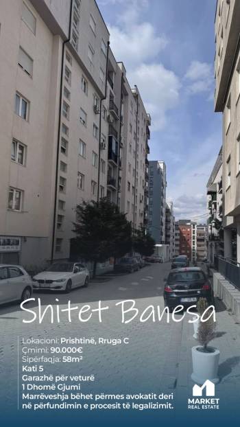 Banese ne Shitje 58m2 ne Rrugen C, Prishtine