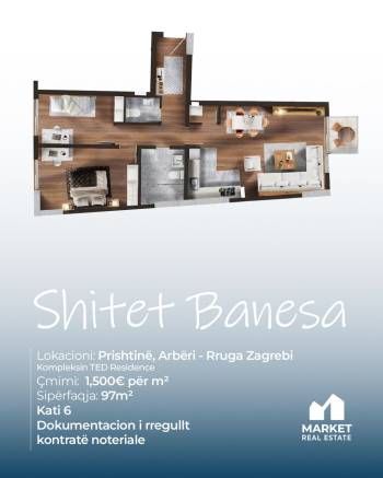 Banese ne Shitje 97m2 ne Arberi, Prishtine