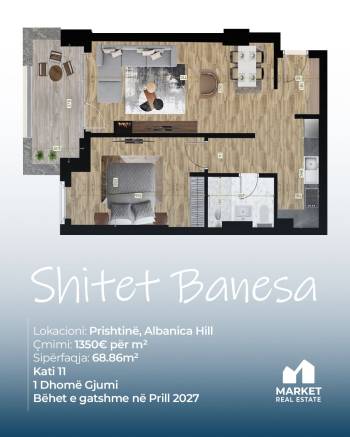 Banese ne Shitje 68.86m ne Albanica Hill,Prishtine