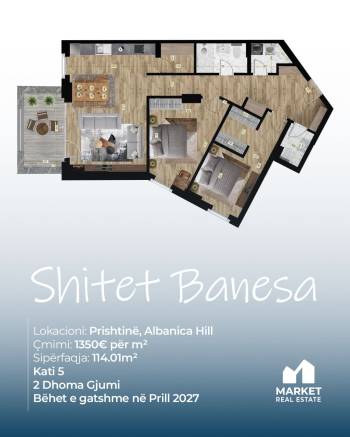 Banesea ne Shitje 114.01m2 Albanica Hill, Prishtin